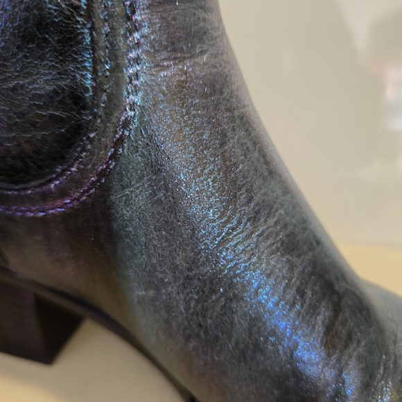 HANDCRAFTED Upcycled Leather Ankle Boots HANDPAINTED Steampunk Booties Size 7 - Picture 6 of 17